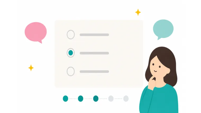 質問に答えて診断を進めているイラスト